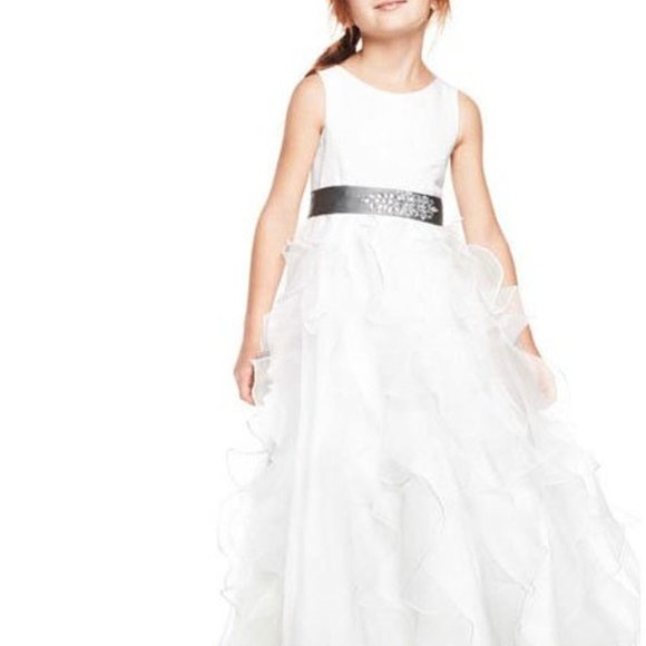 Organza Flower Girl Dress w/ Ruffled Skirt - Picture 2 of 4